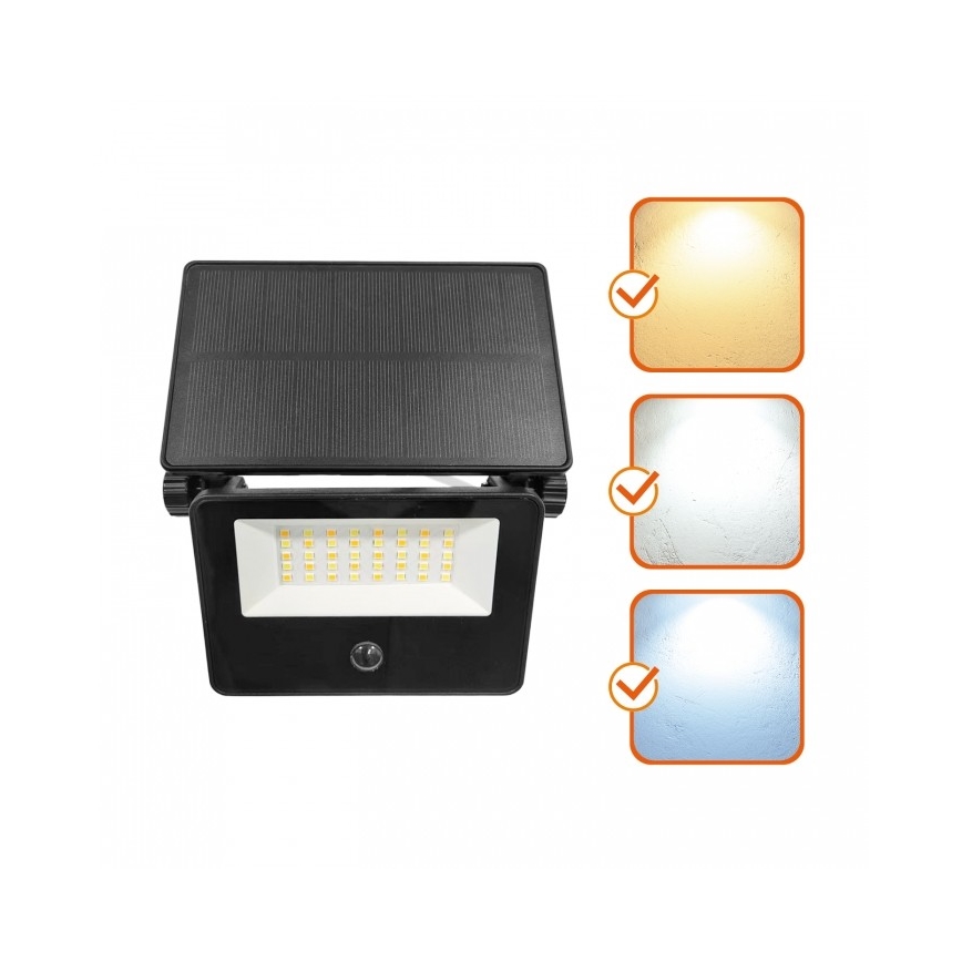 Aurinkokäyttöinen LED-valonheitin anturilla NCS G2 LED/20W/3,7V 3000/4000/6500K IP54 2600 mAh