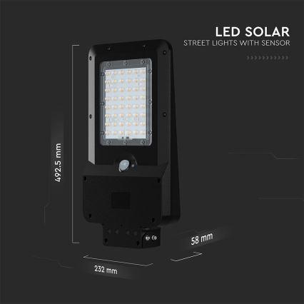 LED-aurinkokatuvalaisin anturilla LED/20W/7,4V IP65 5400 mAh