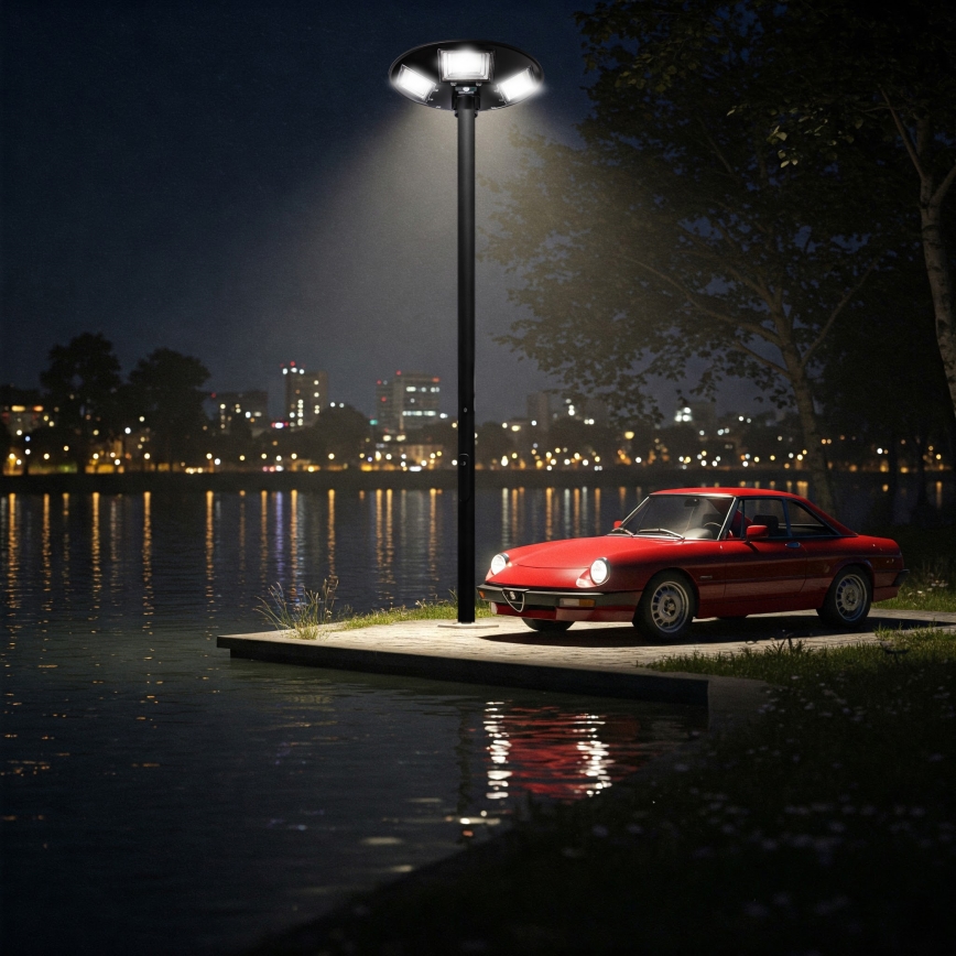 LED Himmennettävä aurinkokäyttöinen katuvalaisin anturilla LED/22W/6V 18000 mAh 6500K IP65 musta + kaukosäädin