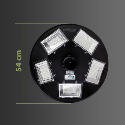 LED Himmennettävä aurinkokäyttöinen katuvalaisin anturilla LED/22W/6V 18000 mAh 6500K IP65 musta + kaukosäädin