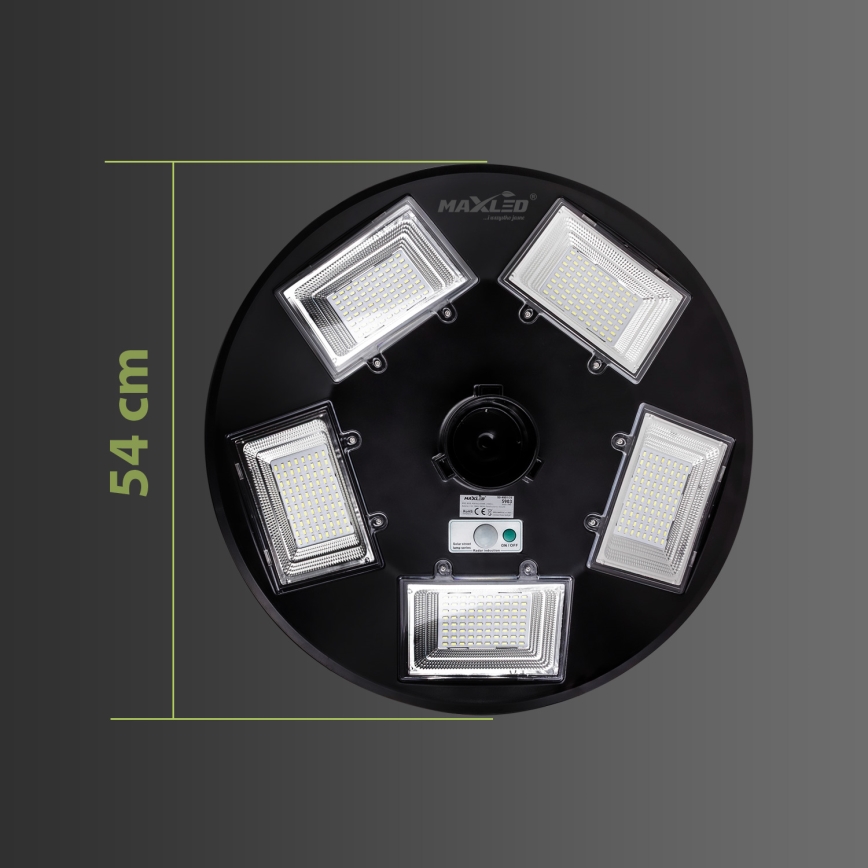 LED Himmennettävä aurinkokäyttöinen katuvalaisin anturilla LED/22W/6V 18000 mAh 6500K IP65 musta + kaukosäädin