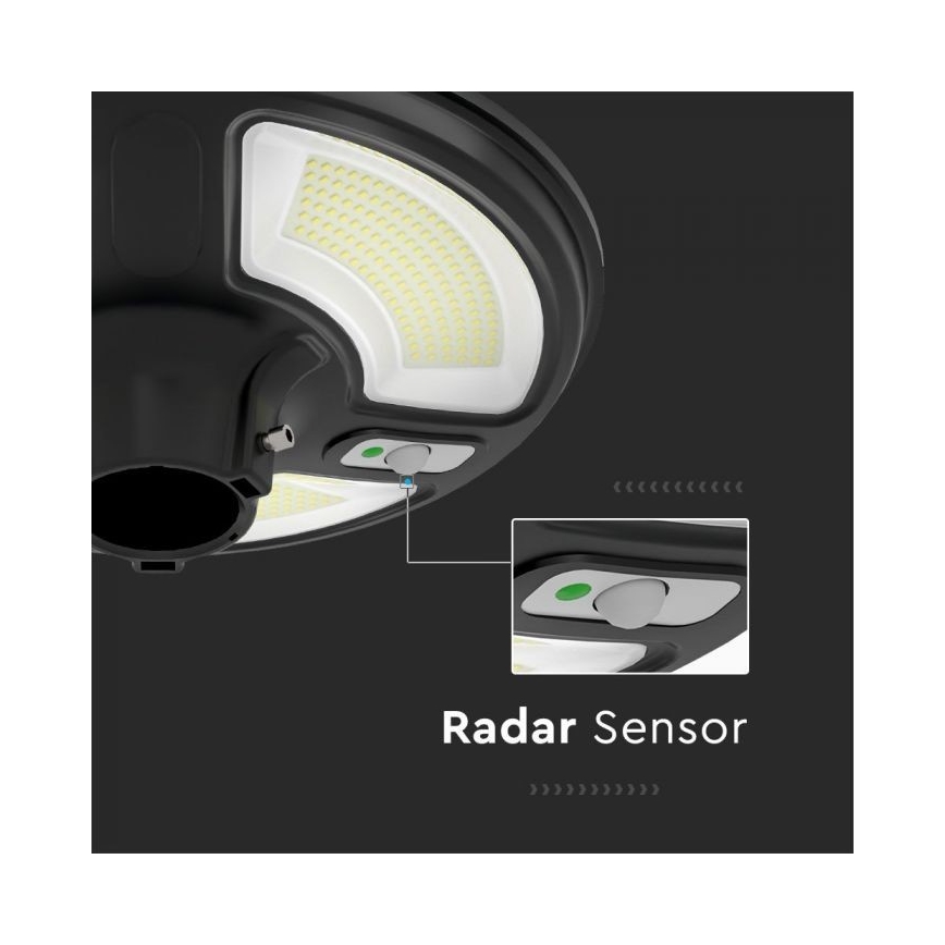 LED aurinkokatuvalo anturilla LED/10W/3,2V IP65 4000K 15000 mAh + kaukosäädin