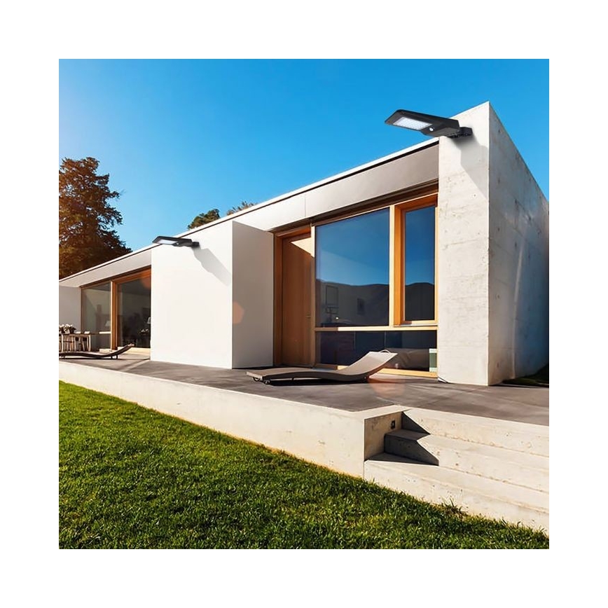 LED aurinkokatuvalo anturilla LED/40W/9,6V IP65 6000K 12000 mAh + kaukosäädin