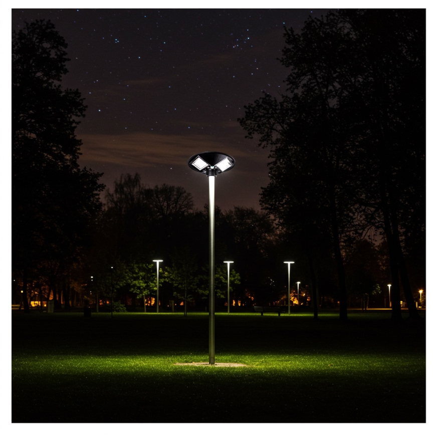 LED himmennettävä aurinkokäyttöinen katuvalaisin anturilla LED/15W/6V 11000 mAh 6500K IP65 musta + kaukosäädin