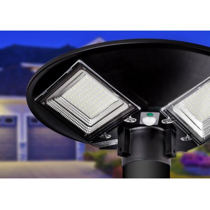 LED himmennettävä aurinkokäyttöinen katuvalaisin anturilla LED/15W/6V 11000 mAh 6500K IP65 musta + kaukosäädin