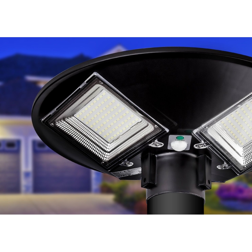 LED himmennettävä aurinkokäyttöinen katuvalaisin anturilla LED/15W/6V 11000 mAh 6500K IP65 musta + kaukosäädin