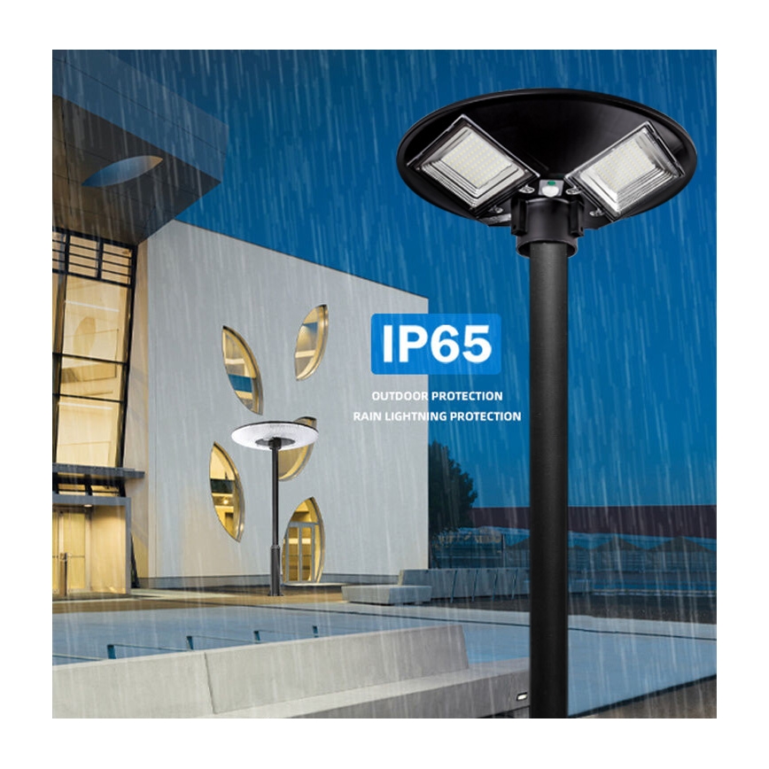 LED himmennettävä aurinkokäyttöinen katuvalaisin anturilla LED/15W/6V 11000 mAh 6500K IP65 musta + kaukosäädin