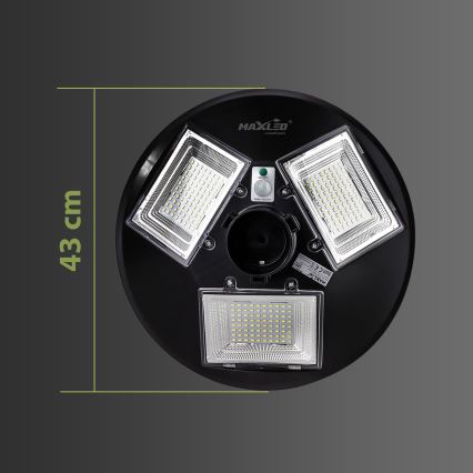 LED himmennettävä aurinkokäyttöinen katuvalaisin anturilla LED/15W/6V 11000 mAh 6500K IP65 musta + kaukosäädin