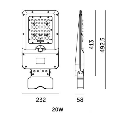LED aurinkokatuvalo anturilla STREET LED/20W/7,4V 3000/4000/6000K IP65 5400 mAh