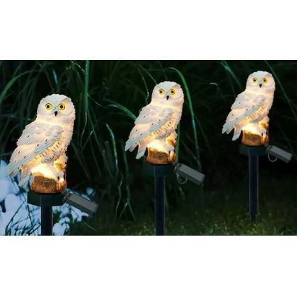 LED-aurinkokoristevalaisin anturilla 6x LED/1,2 V 3000 K 40 cm 600 mAh IP44 pöllö