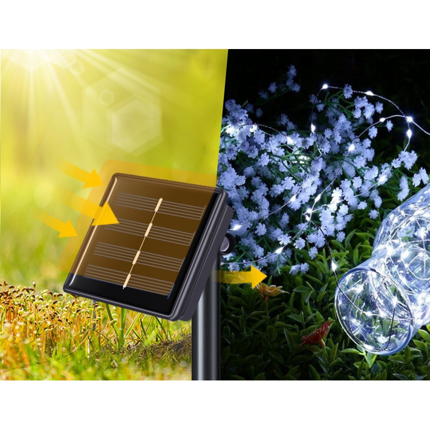 LED-aurinkokäyttöinen koristevalosarja 100xLED/1,2V 800 mAh 7 m IP44 musta