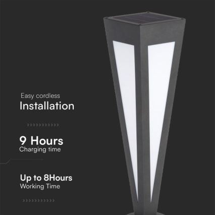 LED aurinkokennovalo LED/2W/3,7V IP65 3000K 2600 mAh musta + kaukosäädin