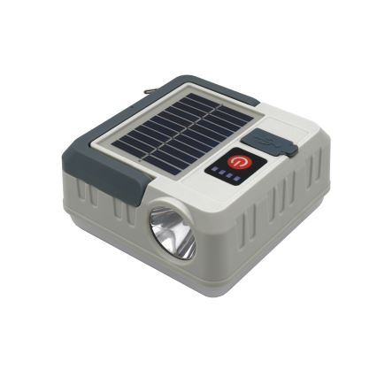 LED himmennettävä ladattava aurinkokennovalo powerbank-toiminnolla LED/1W/5,5V 8000K IPX4 1200 mAh harmaa