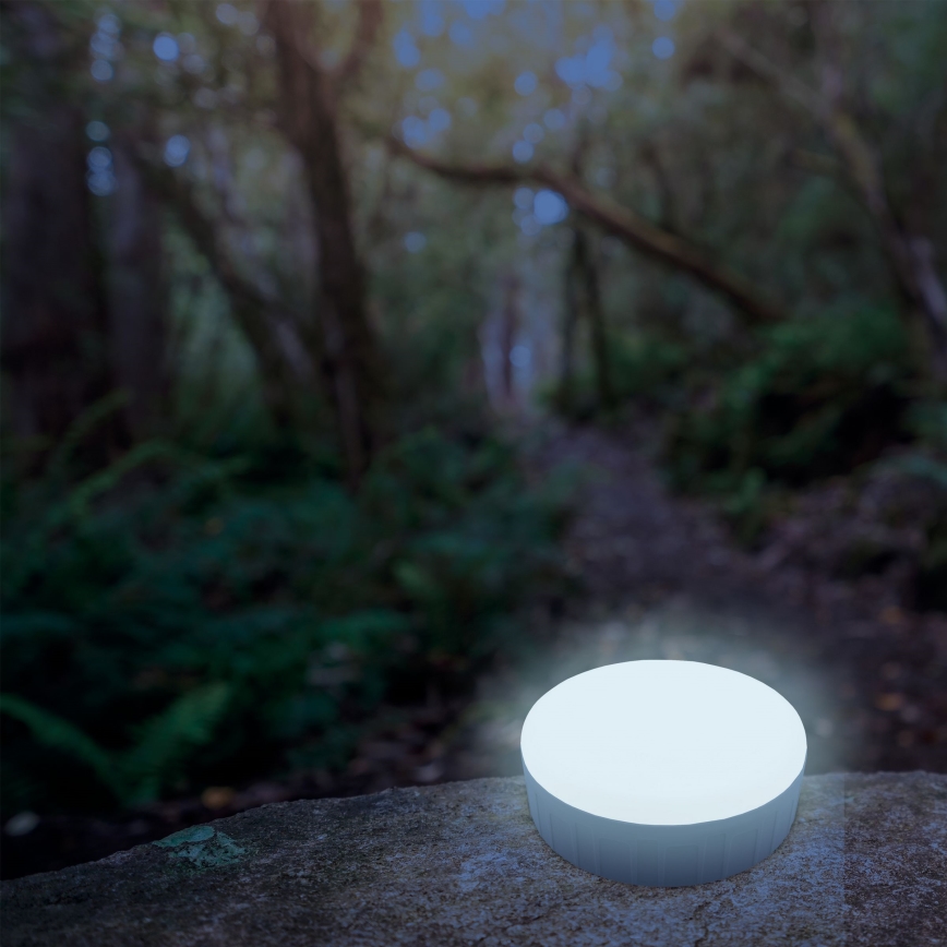 LED himmennettävä ladattava aurinkokäyttöinen lamppu powerbank-toiminnolla K3 LED/2W/5,5V 6500K IPX4 2400 mAh musta/valkoinen