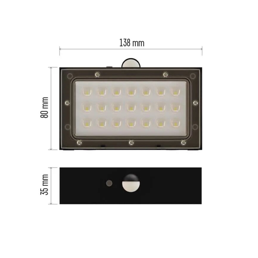 LED aurinkokennovalo liiketunnistimella LED/3,7V 1200mAh 4000K IP65 musta