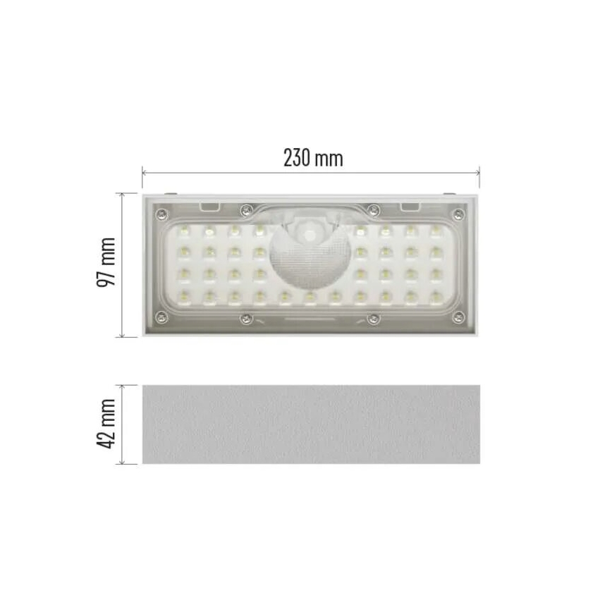 LED aurinkokäyttöinen liiketunnistimella varustettu heijastin LED/3,7V 3000mAh 4000K IP65 valkoinen