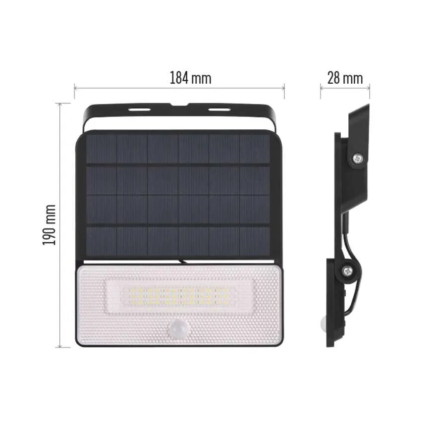LED aurinkokennovalo liiketunnistimella LED/3,7V 3600mAh 4000K IP54