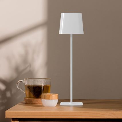 LED aurinkokennolla varustettu himmennettävä magneettinen kosketuslatauksella toimiva pöytävalaisin LED/5W/5V 3000-6000K 3600 mAh IP65 valkoinen