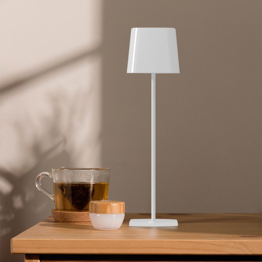 LED aurinkokennolla varustettu himmennettävä magneettinen kosketuslatauksella toimiva pöytävalaisin LED/5W/5V 3000-6000K 3600 mAh IP65 valkoinen