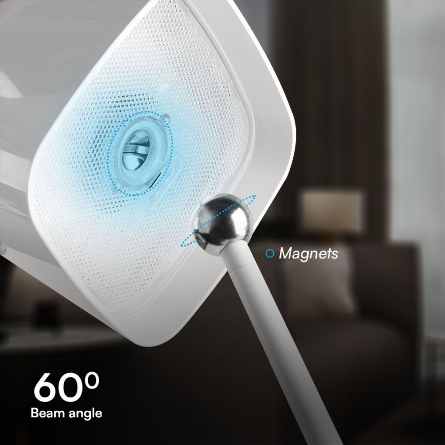 LED aurinkokennolla varustettu himmennettävä magneettinen kosketuslatauksella toimiva pöytävalaisin LED/5W/5V 3000-6000K 3600 mAh IP65 valkoinen