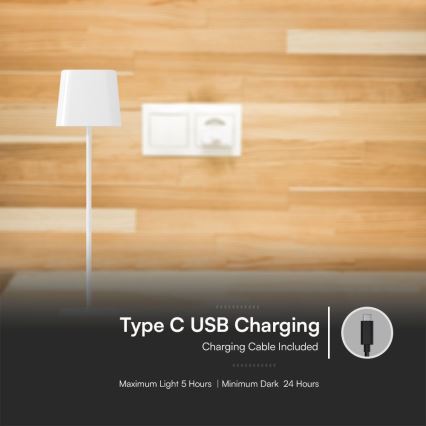 LED aurinkokennolla varustettu himmennettävä magneettinen kosketuslatauksella toimiva pöytävalaisin LED/5W/5V 3000-6000K 3600 mAh IP65 valkoinen