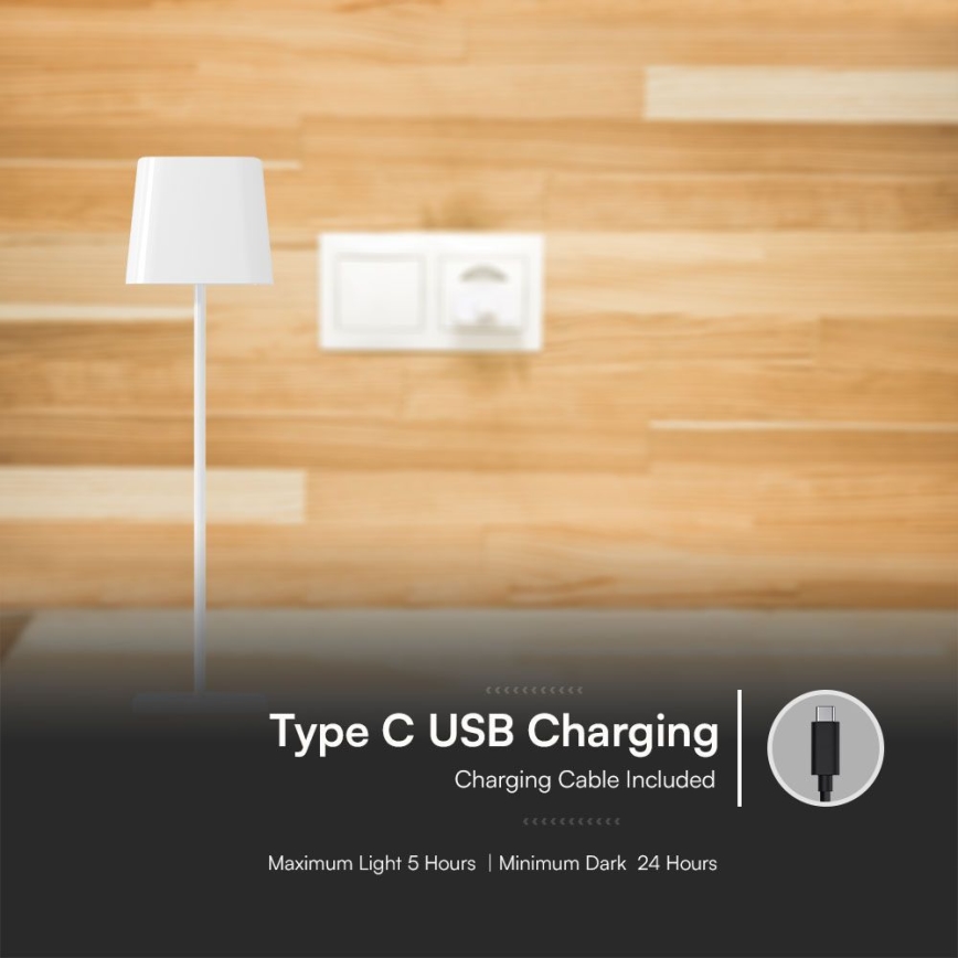 LED aurinkokennolla varustettu himmennettävä magneettinen kosketuslatauksella toimiva pöytävalaisin LED/5W/5V 3000-6000K 3600 mAh IP65 valkoinen