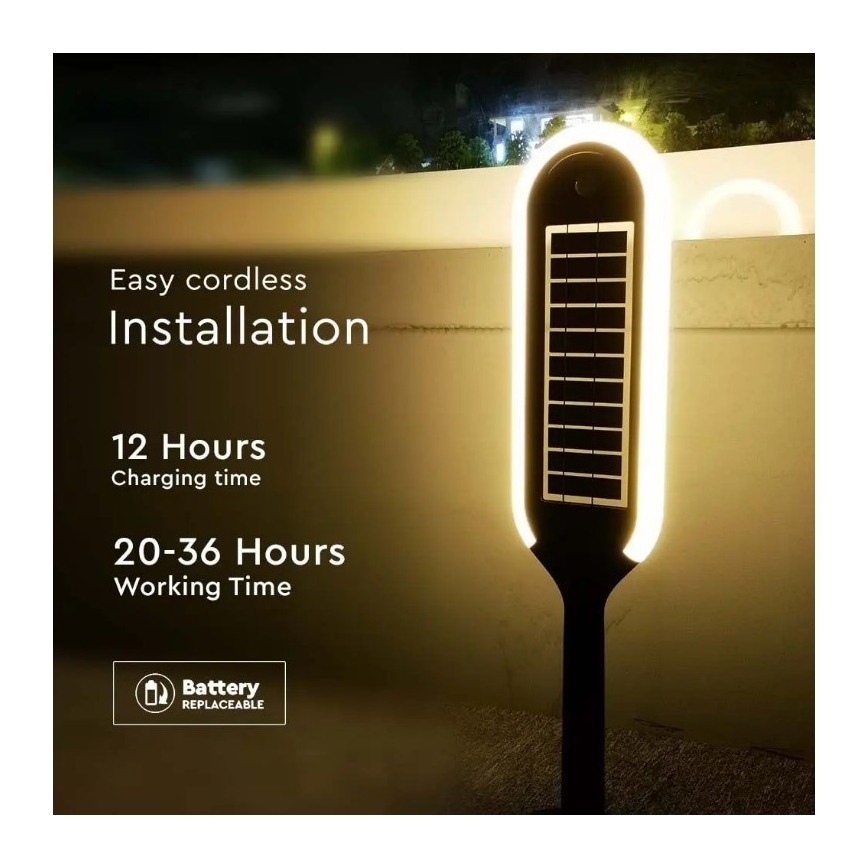 LED aurinkokäyttöinen pylväsvalaisin anturilla BOLLARD LED/5W/5,5V 70 cm 3000K IP65 2000 mAh