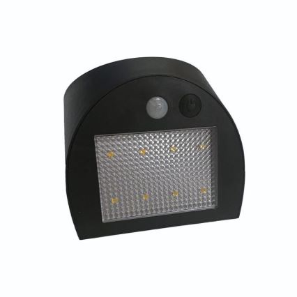Aurinkokäyttöinen LED-seinävalaisin tunnistimella LED/3W/3,7V 3000/4000K 1200 mAh IP54 musta