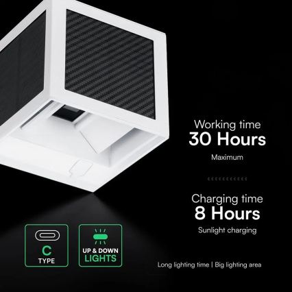 LED-aurinkokennoseinävalaisin anturilla 9W/3,7V 3000/4000/6000K IP65 2600 mAh valkoinen