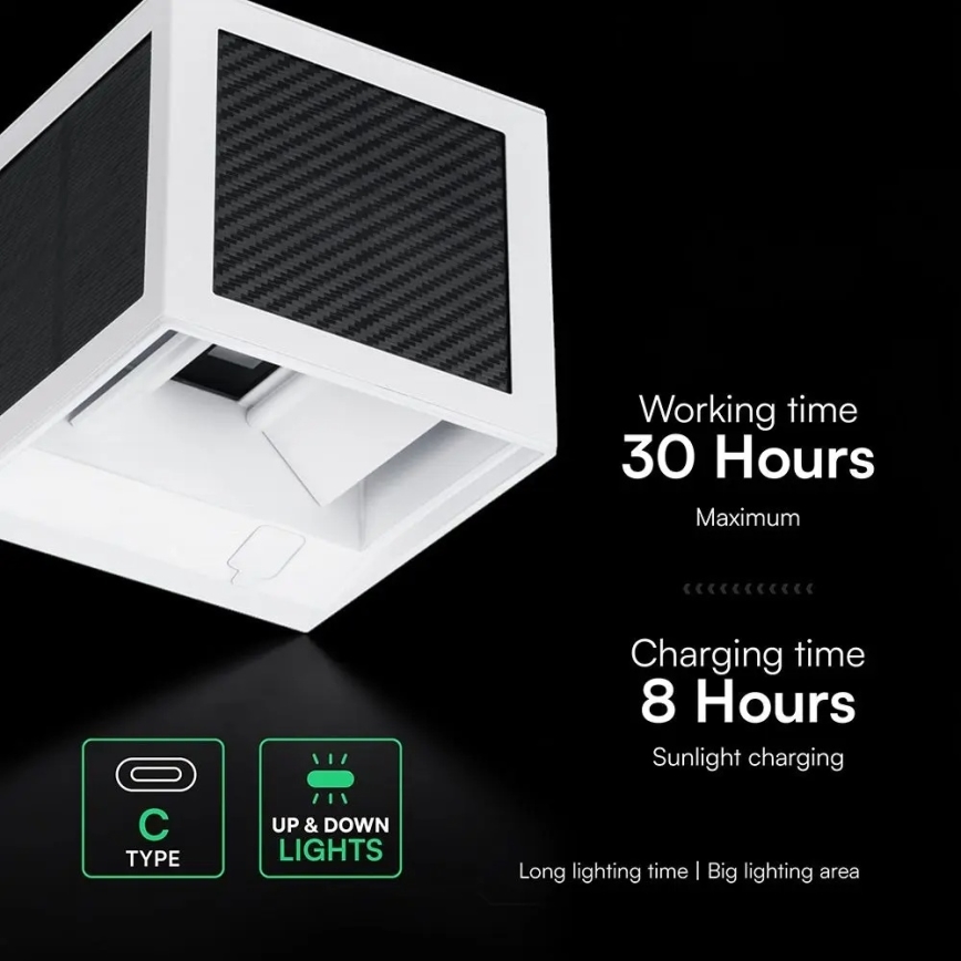 LED-aurinkokennoseinävalaisin anturilla 9W/3,7V 3000/4000/6000K IP65 2600 mAh valkoinen