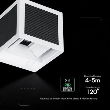 LED-aurinkokennoseinävalaisin anturilla 9W/3,7V 3000/4000/6000K IP65 2600 mAh valkoinen