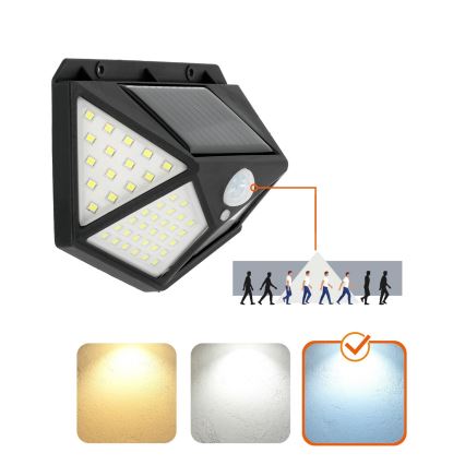 LED aurinkokäyttöinen seinävalaisin sensorilla LED/1W/3,7V 6500K IP44 1200 mAh