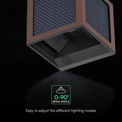 LED-aurinkokennoseinävalaisin anturilla LED/9W/3,7V 3000/4000/6000K IP65 2600 mAh ruskea