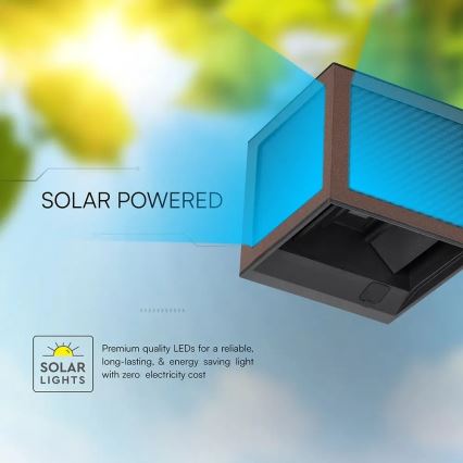 LED-aurinkokennoseinävalaisin anturilla LED/9W/3,7V 3000/4000/6000K IP65 2600 mAh ruskea