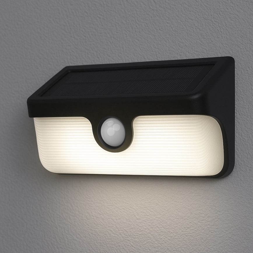 LED-aurinkokäyttöinen seinävalaisin tunnistimella LINK LED/5W/3,7V 2000 mAh IP65 musta