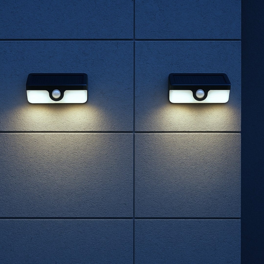 LED-aurinkokäyttöinen seinävalaisin tunnistimella LINK LED/5W/3,7V 2000 mAh IP65 musta