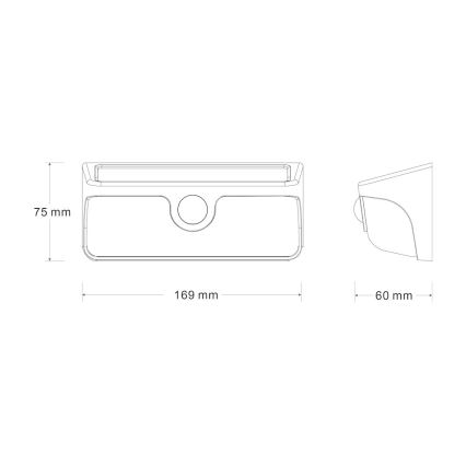 LED-aurinkokäyttöinen seinävalaisin tunnistimella LINK LED/5W/3,7V 2000 mAh IP65 musta