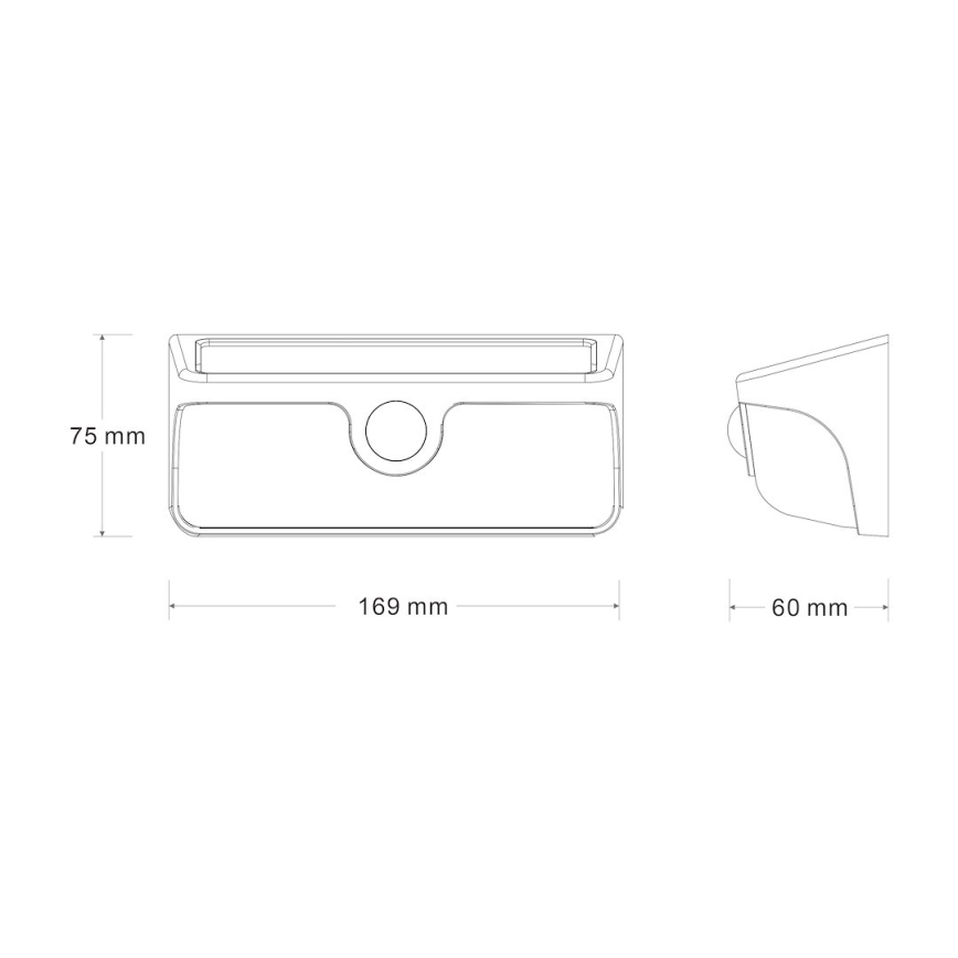 LED-aurinkokäyttöinen seinävalaisin tunnistimella LINK LED/5W/3,7V 2000 mAh IP65 musta