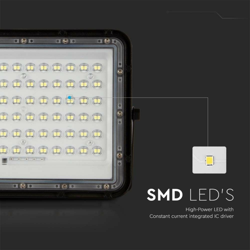 LED Ulkotila himmennettävä aurinko valonheitin LED/15W/3,2V IP65 4000K 12000 mAh musta + kauko-ohjaus