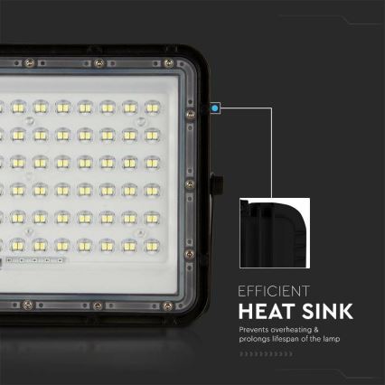 LED Ulkotila himmennettävä aurinko valonheitin LED/15W/3,2V IP65 4000K 12000 mAh musta + kauko-ohjaus