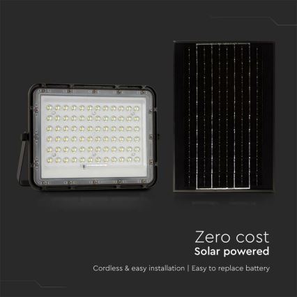 LED Ulkotila himmennettävä aurinko valonheitin LED/15W/3,2V IP65 4000K 12000 mAh musta + kauko-ohjaus
