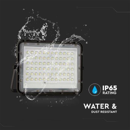 LED Ulkotila himmennettävä aurinko valonheitin LED/15W/3,2V IP65 4000K 12000 mAh musta + kauko-ohjaus