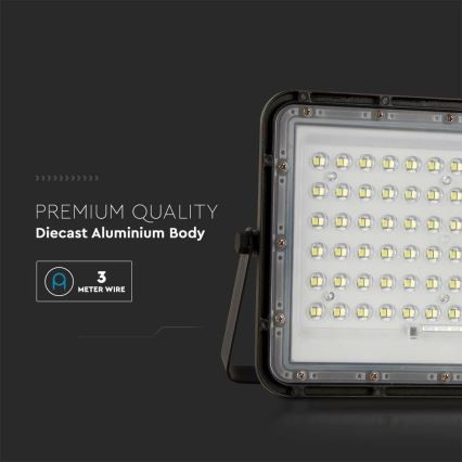 LED Ulkotila himmennettävä aurinko valonheitin LED/15W/3,2V IP65 4000K 12000 mAh musta + kauko-ohjaus