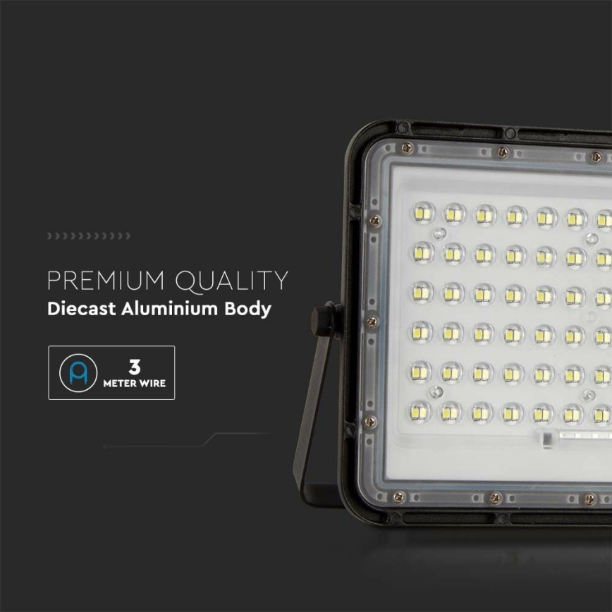 LED Ulkotila himmennettävä aurinko valonheitin LED/15W/3,2V IP65 4000K 12000 mAh musta + kauko-ohjaus