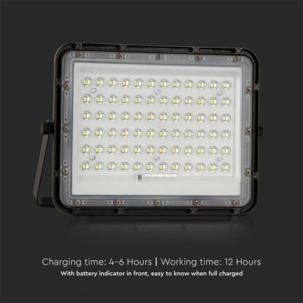 LED Ulkotila himmennettävä aurinko valonheitin LED/15W/3,2V IP65 4000K 12000 mAh musta + kauko-ohjaus