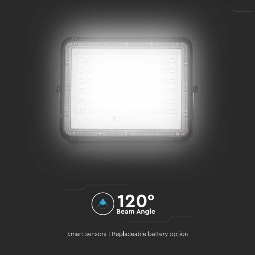 LED Ulkotila himmennettävä aurinko valonheitin LED/15W/3,2V IP65 4000K 12000 mAh musta + kauko-ohjaus