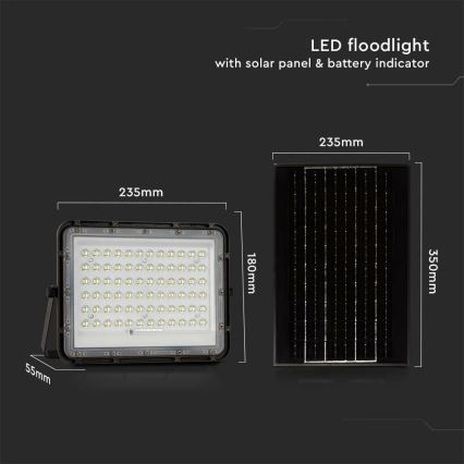 LED Ulkotila himmennettävä aurinko valonheitin LED/15W/3,2V IP65 4000K 12000 mAh musta + kauko-ohjaus