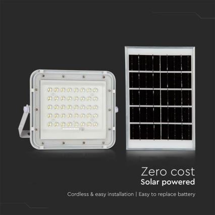 LED Ulkotila himmennettävä aurinko valonheitin LED/6W/3,2V IP65 4000K 5000 mAh valkoinen + kauko-ohjaus