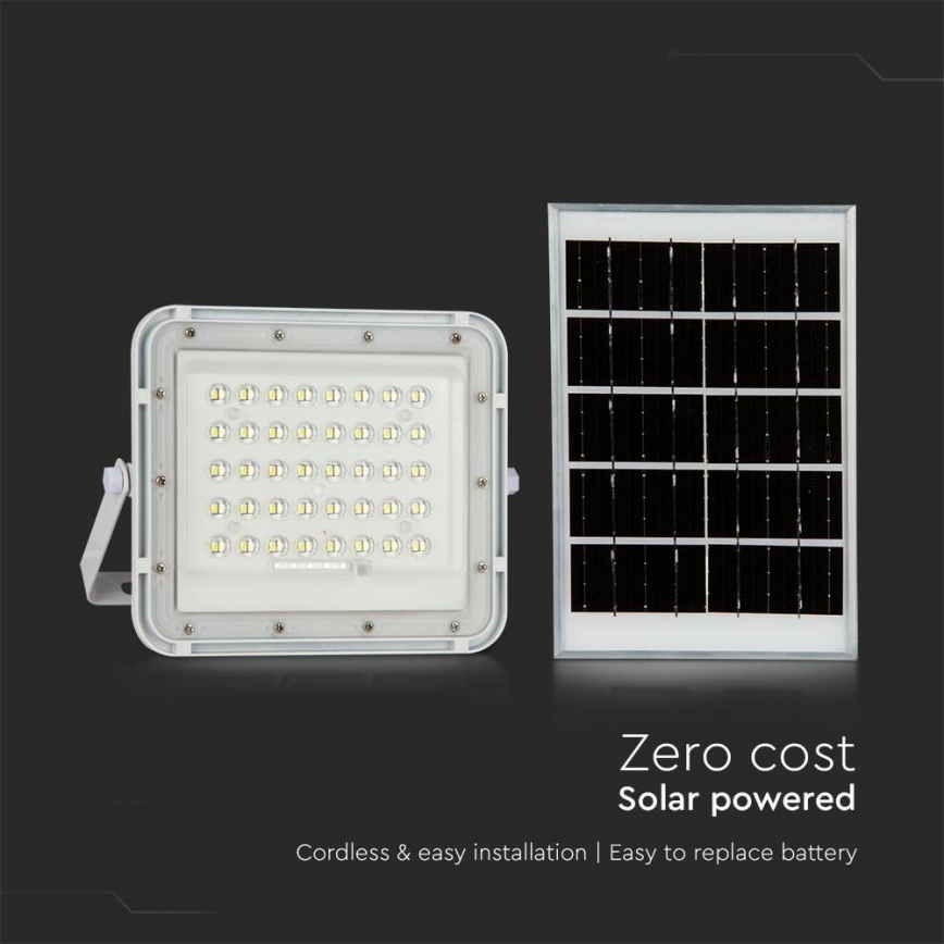 LED Ulkotila himmennettävä aurinko valonheitin LED/6W/3,2V IP65 4000K 5000 mAh valkoinen + kauko-ohjaus