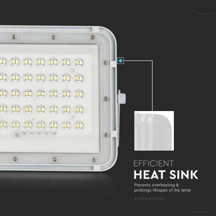 LED Ulkotila himmennettävä aurinko valonheitin LED/6W/3,2V IP65 6400K 5000 mAh valkoinen + kauko-ohjaus